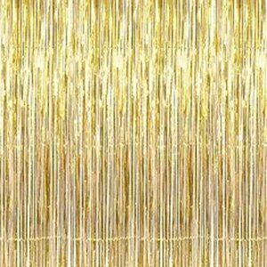 3.2 ft x 9.8 ft Metallic Tinsel Foil Fringe Curtains Party Photo Backdrop Party